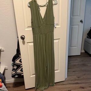 Old Navy Olive Sleeveless Jumpsuit